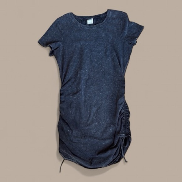 PINK Victoria's Secret Blue Ruched Short Sleeve Tee distressed top - Picture 1 of 4